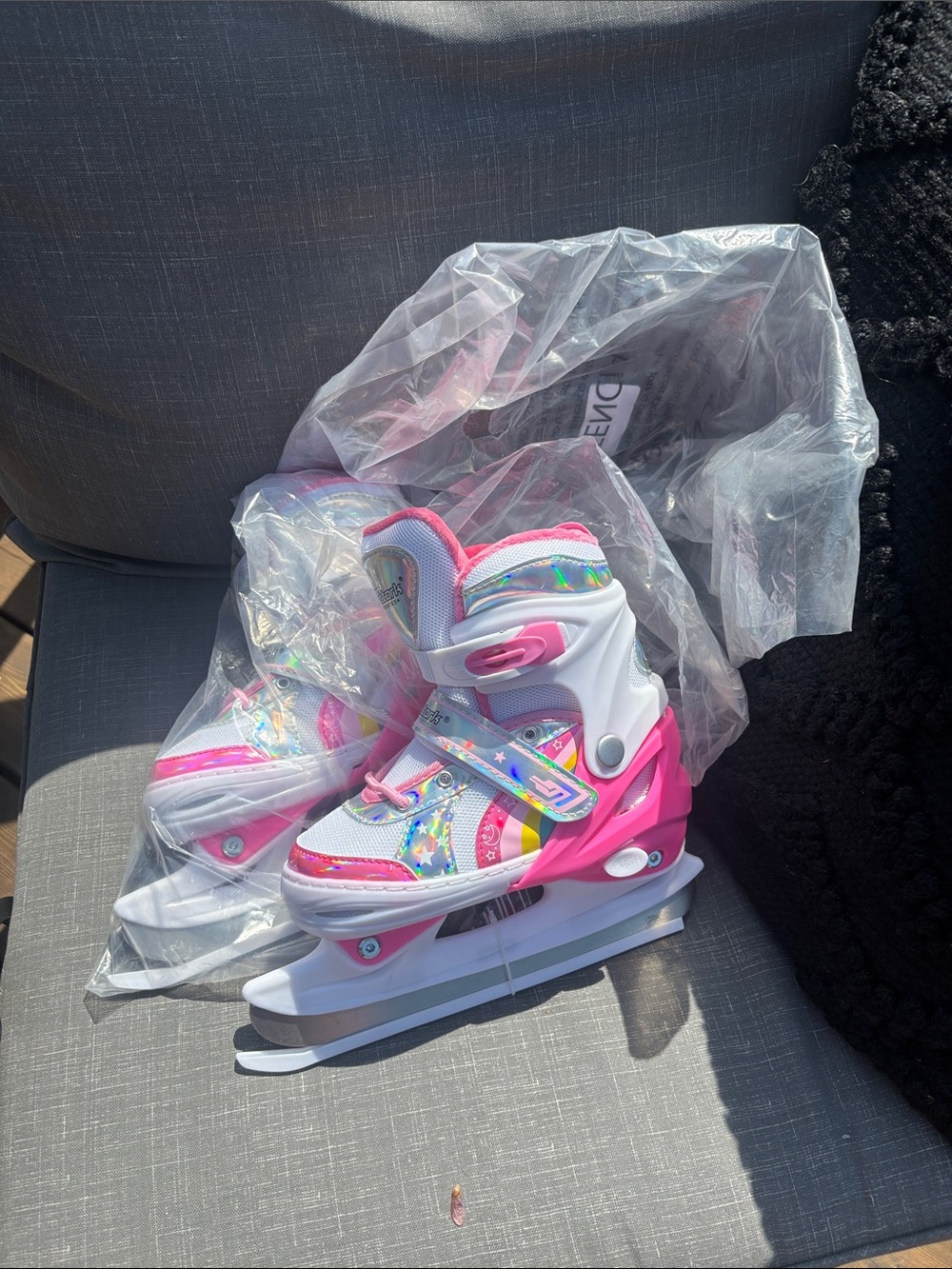 Kids Pink Adjustable colorful ice Skates